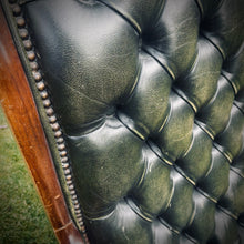Load image into Gallery viewer, Victorian Green Leather Button Back Rocking Chair