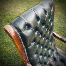 Load image into Gallery viewer, Victorian Green Leather Button Back Rocking Chair