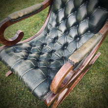 Load image into Gallery viewer, Victorian Green Leather Button Back Rocking Chair