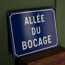 Load image into Gallery viewer, Vintage French Enamel Road Sign – Allée du Bocage
