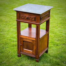 Load image into Gallery viewer, Oak & Marble Bedside Cabinet, c.1890–1910
