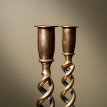 Load image into Gallery viewer, Barley Twist Brass Candlesticks