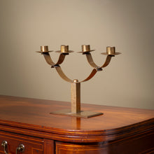 Load image into Gallery viewer, Arts & Crafts Hammered Brass Four-Light Candelabra