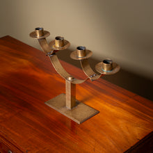 Load image into Gallery viewer, Arts & Crafts Hammered Brass Four-Light Candelabra