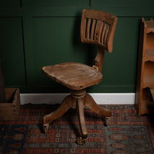 Load image into Gallery viewer, Antique Swivel Bankers Desk Chair