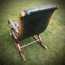 Load image into Gallery viewer, Victorian Green Leather Button Back Rocking Chair
