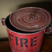 Load image into Gallery viewer, Vintage Red Fire Bucket with Lid