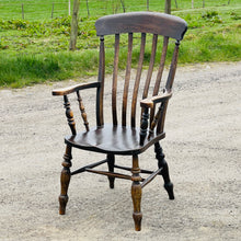 Load image into Gallery viewer, Antique Grandfather Armchair High Back Country Chair