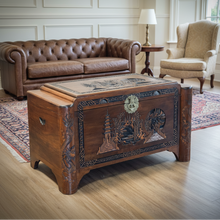 Load image into Gallery viewer, Carved Camphor Wood Chest Chinese Export