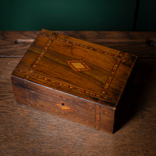 Load image into Gallery viewer, Victorian walnut and Tunbridge Ware inlaid jewellery box