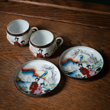 Load image into Gallery viewer, Japanese Geisha tea cups and saucers - Kutani ware