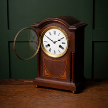 Load image into Gallery viewer, Edwardian Inlaid Mahogany Mantel Clock