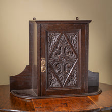 Load image into Gallery viewer, Carved Oak Wall Cabinet – Gothic Revival Style