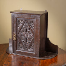 Load image into Gallery viewer, Carved Oak Wall Cabinet – Gothic Revival Style
