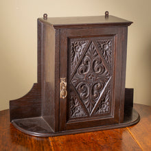 Load image into Gallery viewer, Carved Oak Wall Cabinet – Gothic Revival Style