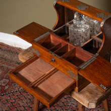 Load image into Gallery viewer, Victorian Oak Three Bottle Tantalus & Games Box