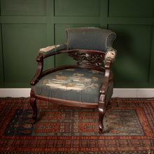 Load image into Gallery viewer, Victorian Tub Chair – Carved Mahogany Frame, Needs Reupholstering