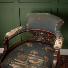 Load image into Gallery viewer, Victorian Tub Chair – Carved Mahogany Frame, Needs Reupholstering