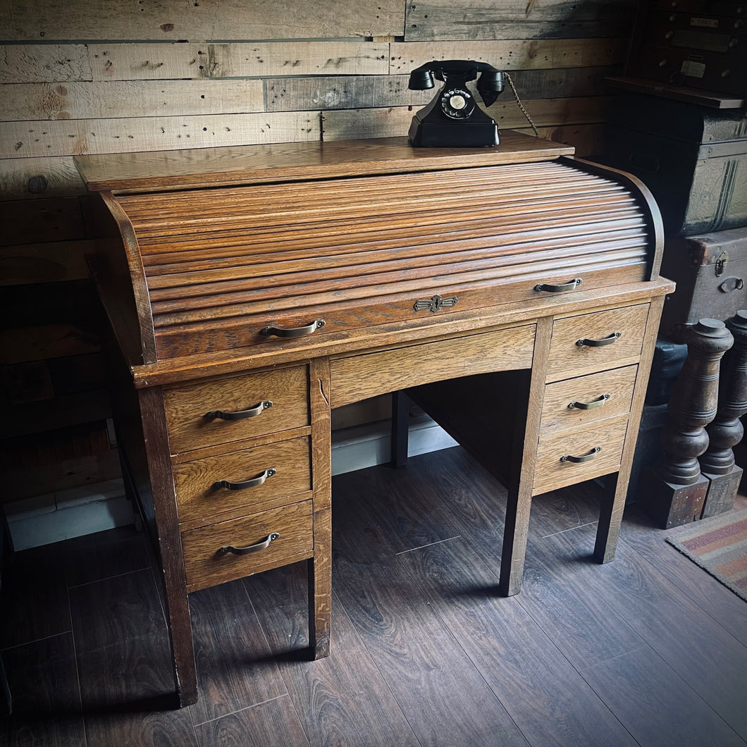 Oak Roll Top Desk