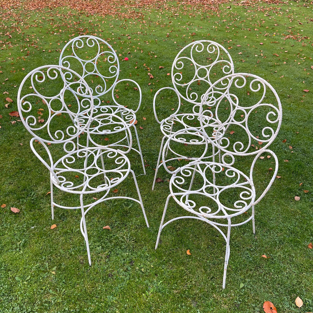 Vintage Iron Garden Chairs (Set of 4)