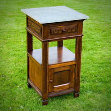 Load image into Gallery viewer, Oak &amp; Marble Bedside Cabinet, c.1890–1910
