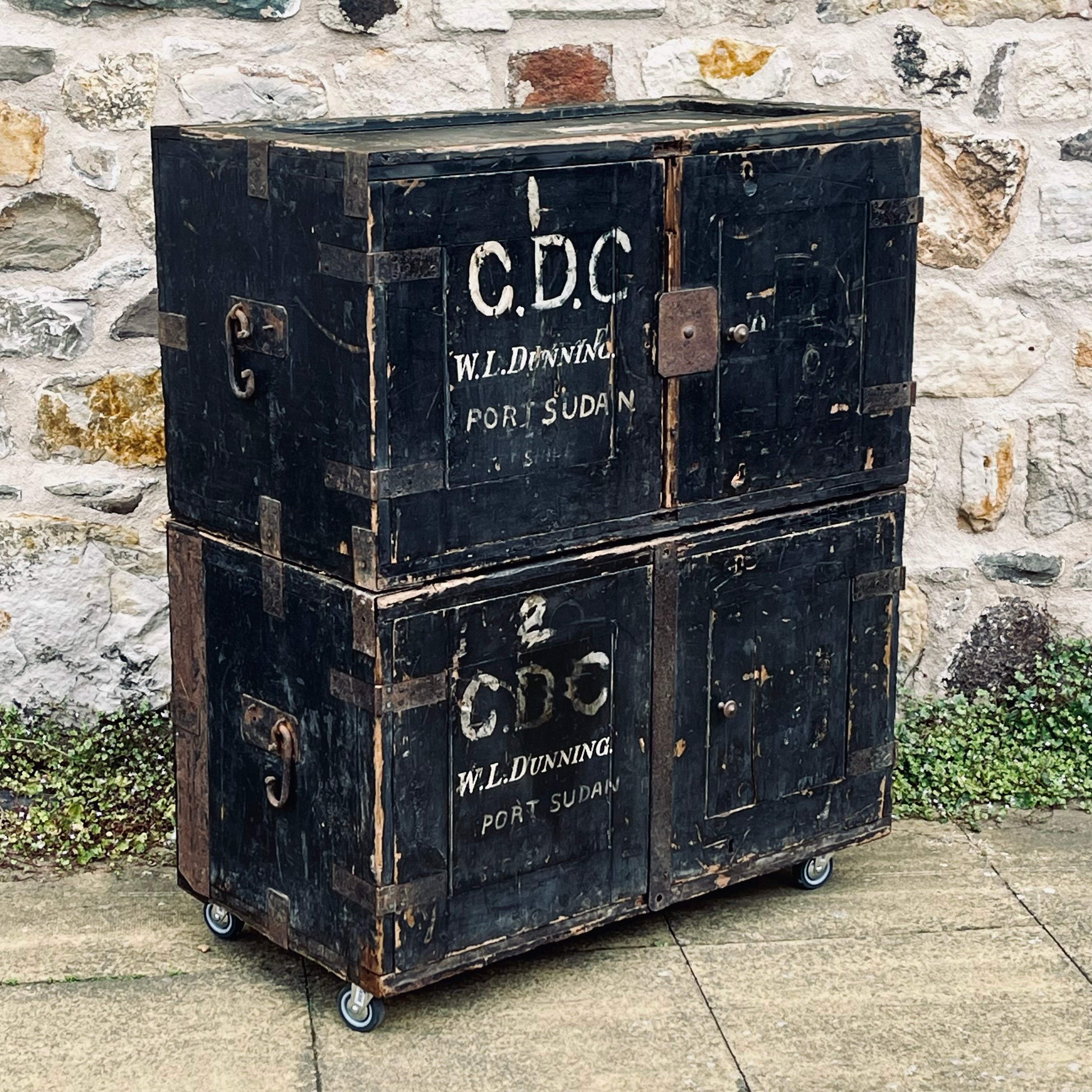 Stacked Wooden Travel Chest with Original Painted Finish ...