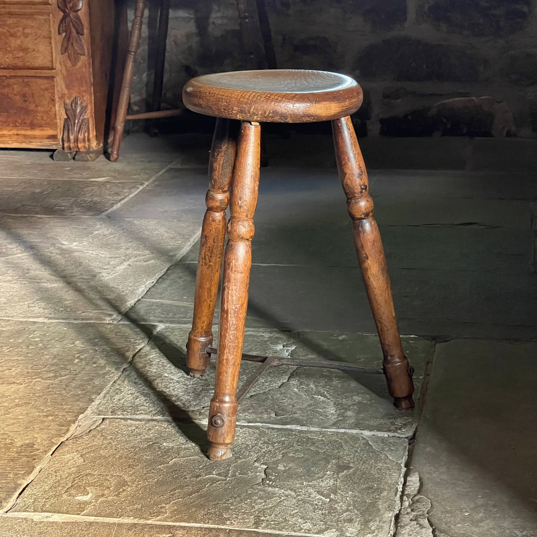 19th-Century Three-Legged Lace Factory Stool