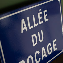 Load image into Gallery viewer, Vintage French Enamel Road Sign – Allée du Bocage
