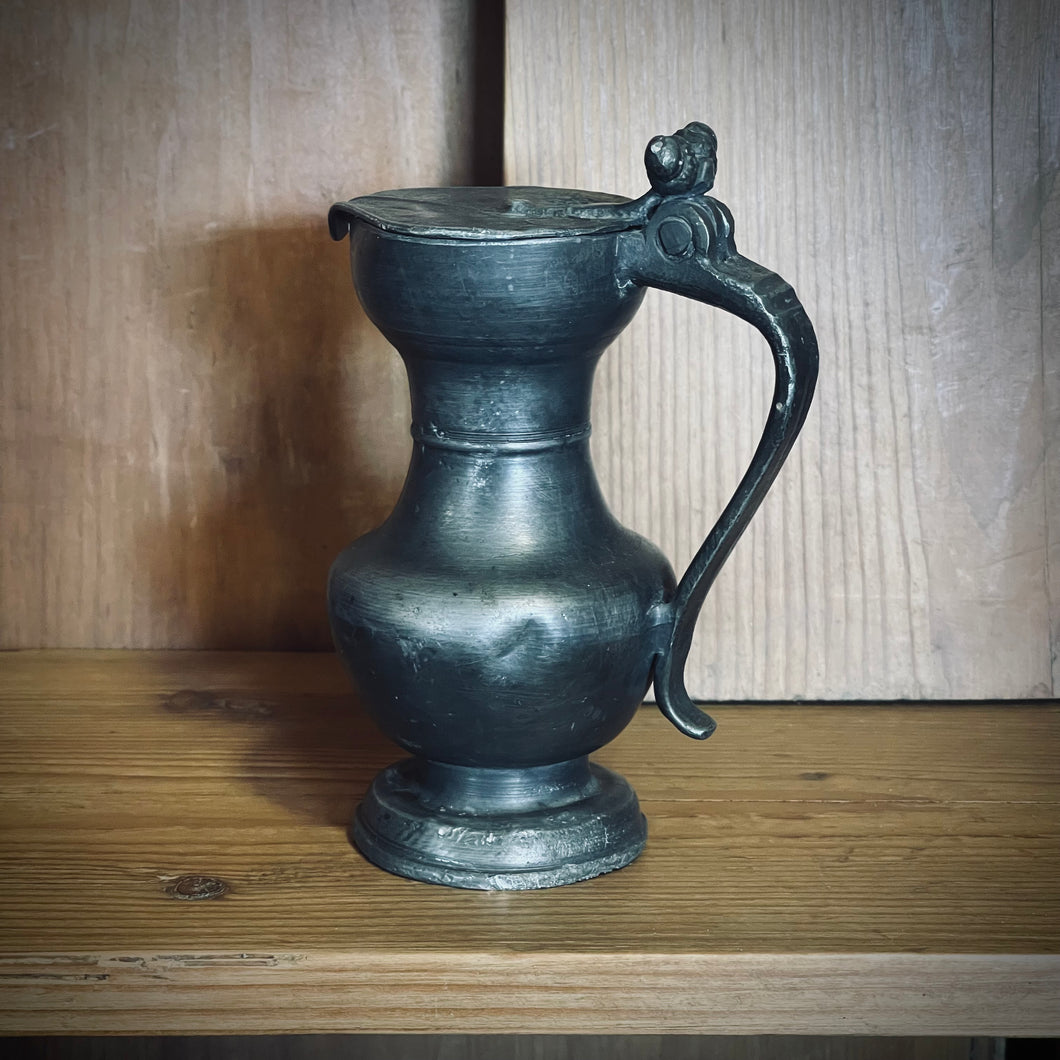 19th C French Lidded Pewter Jug