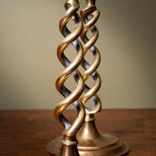 Load image into Gallery viewer, Barley Twist Brass Candlesticks
