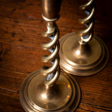 Load image into Gallery viewer, Barley Twist Brass Candlesticks
