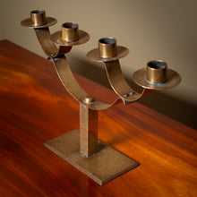 Load image into Gallery viewer, Arts &amp; Crafts Hammered Brass Four-Light Candelabra
