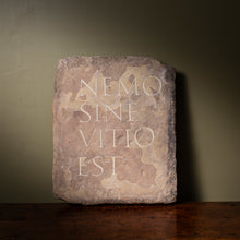 Load image into Gallery viewer, Aged Stone with Hand-Carved Latin Inscription
