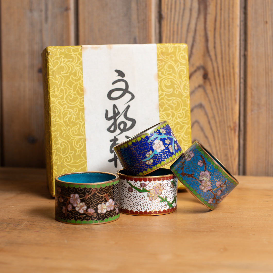 Set of 4 Cloisonne Napkin Rings