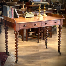Load image into Gallery viewer, Victorian Mahogany Barley-Twist Writing Table, c.1850–1870
