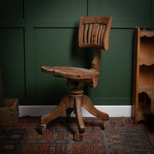 Load image into Gallery viewer, Antique Swivel Bankers Desk Chair
