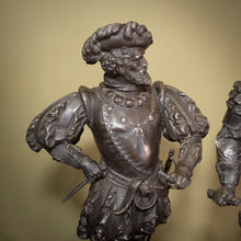 Load image into Gallery viewer, Large Pair of French Patinated Régule Historical Figures
