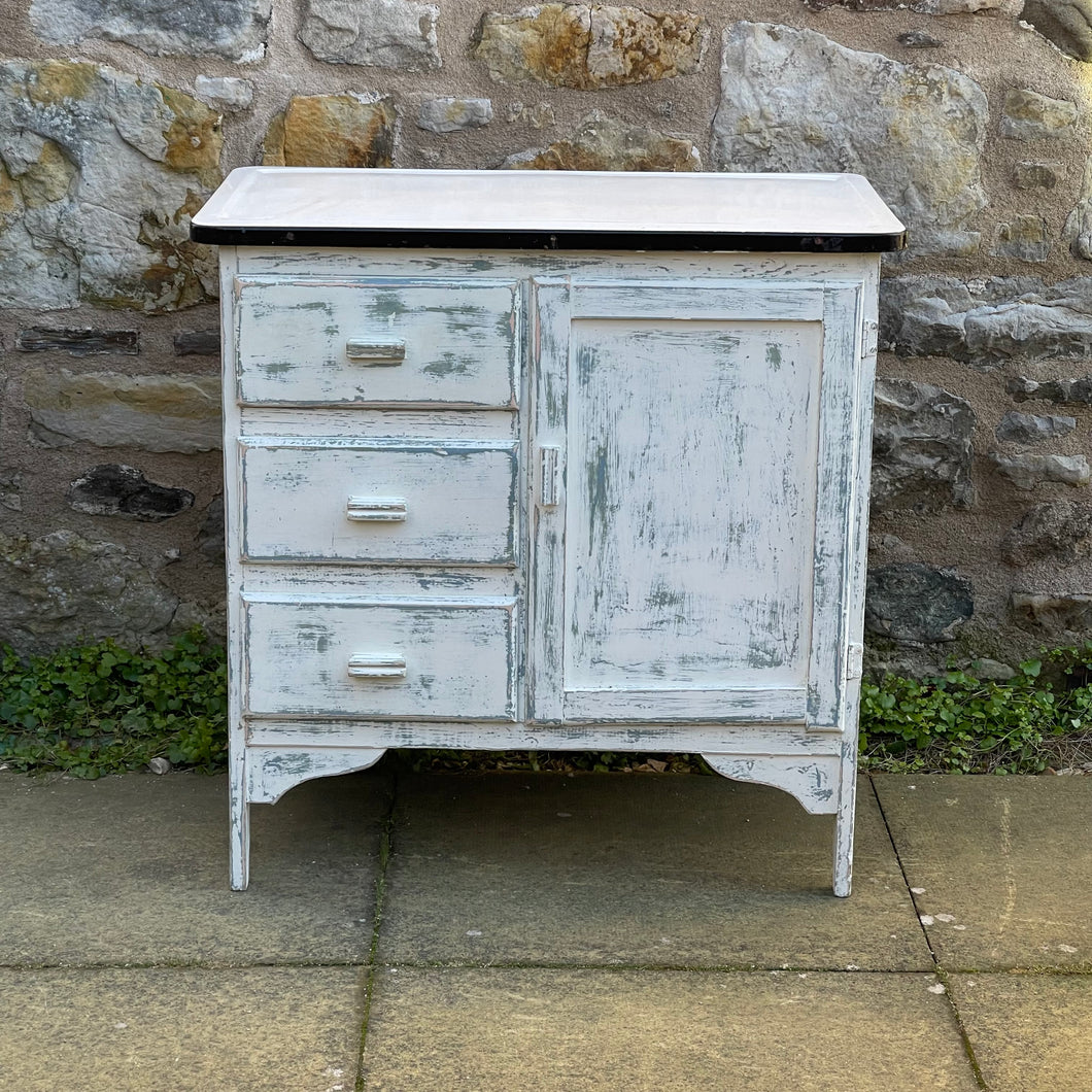 1950s Enamel Topped Cupboard
