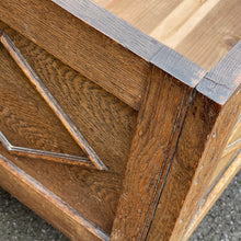 Load image into Gallery viewer, Arts &amp; Crafts Oak Coffer Blanket Chest Gothic Revival Style
