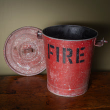 Load image into Gallery viewer, Vintage Red Fire Bucket with Lid
