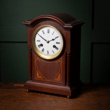 Load image into Gallery viewer, Edwardian Inlaid Mahogany Mantel Clock
