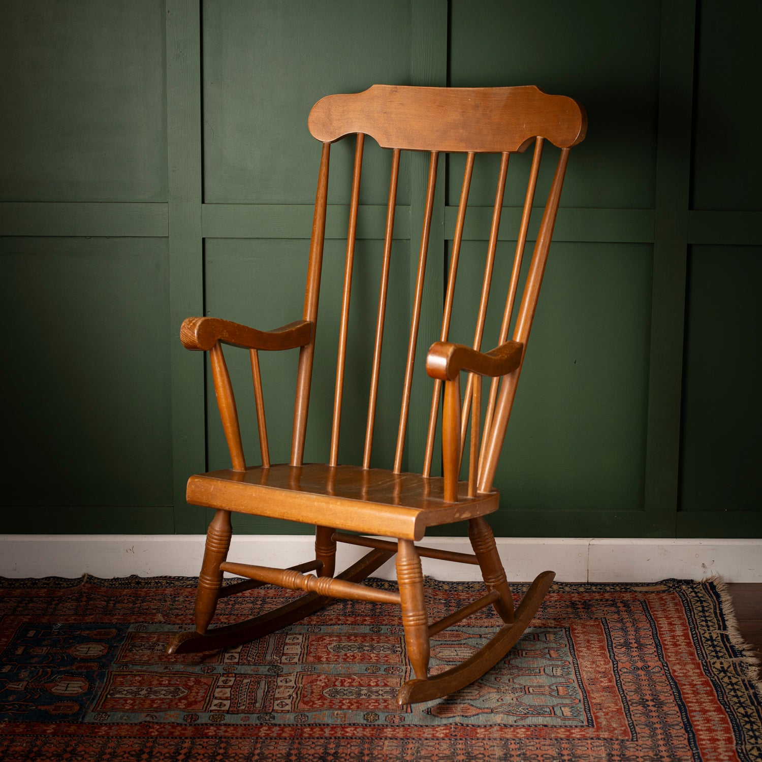Mid Century Beech Spindle-Back Rocking Chair – campbellscuriosities