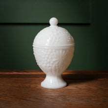Load image into Gallery viewer, Avon milk glass covered candy dish
