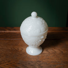 Load image into Gallery viewer, Avon milk glass covered candy dish
