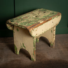 Load image into Gallery viewer, Heavily Worn Painted Wooden Stool
