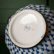 Load image into Gallery viewer, Lomonosov Russian Imperial Porcelain 22K Gold Cobalt Net Teapot 3 Cup 5.5"
