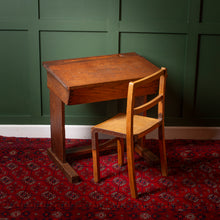 Load image into Gallery viewer, Vintage British School Desk &amp; Chair Set – Early to Mid 20th Century
