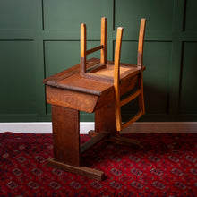 Load image into Gallery viewer, Vintage British School Desk &amp; Chair Set – Early to Mid 20th Century
