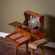 Load image into Gallery viewer, Victorian Oak Three Bottle Tantalus &amp; Games Box
